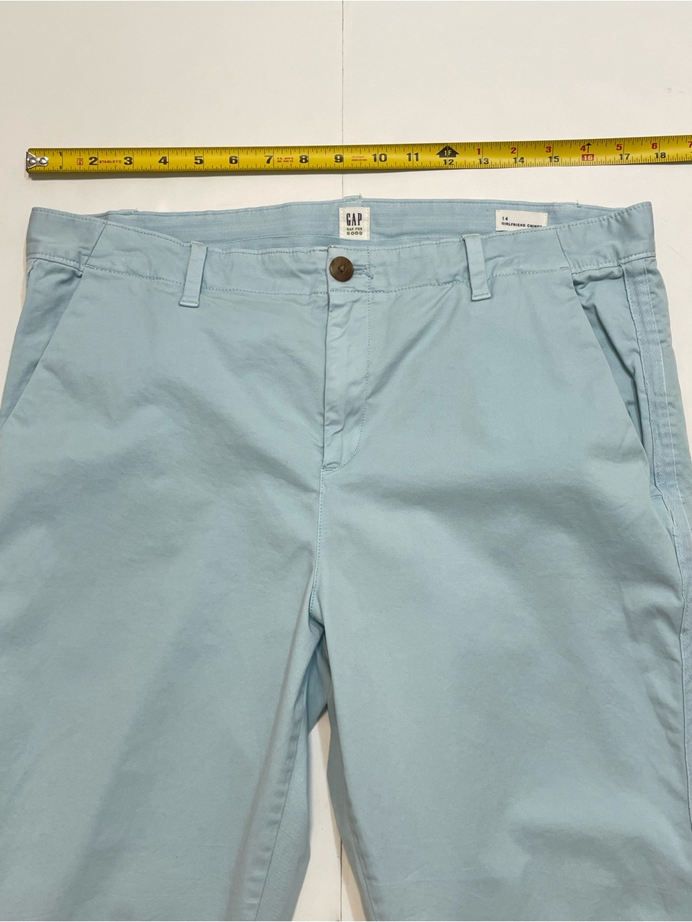 GAP Light Blue Girlfriend Chino Pants - Size 14 - Picture 6 of 13
